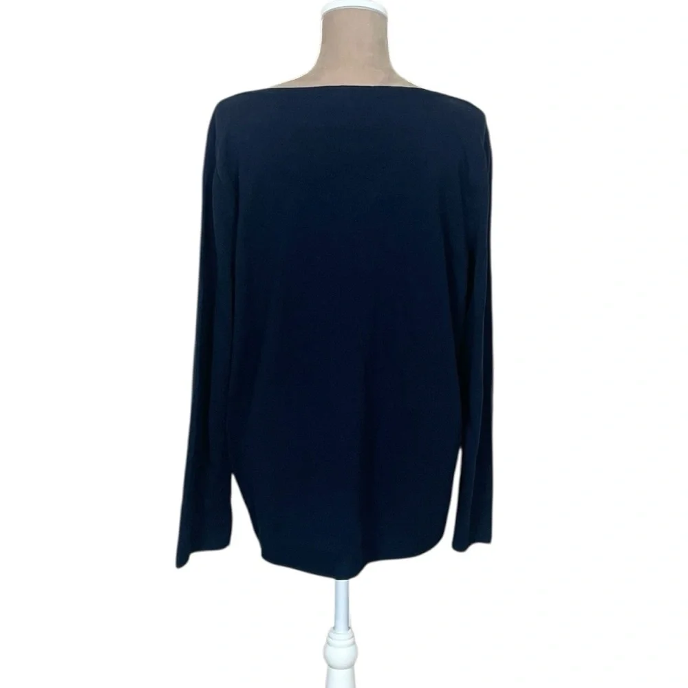Nautica Jeans Women’s “Intarsia” Navy Blue Knit Boatneck Sweater NWT (O)